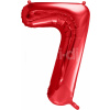 PartyDeco Foliový balón číslo 7, 86cm červený