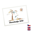Rámček na darovanie peňazí - Dovolenka - pláž, Nápis slovensky, Rámik 100 - biela