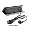 Elektrická zásuvka LEGRAND - POP UP (brúsený hliník - 3 x 230 V + 1 x USB A/C)