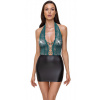 Cottelli - lacy shiny dress with lace (black-green), S