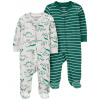 CARTER'S Overal na zips Sleep&Play Green Dino/Stripe chlapec 2ks 6m/ veľ. 68