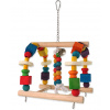 Bird Jewel hračka závesná drevená so zvončekom farebná 40 x 23 cm