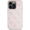 Kryt na mobil Guess PU 4G Strass Triangle Metal Logo Zadný Kryt pre iPhone 15 Pro Pink (GUHCP15LP4TDPP)