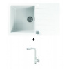 Alveus CADIT 20 SET kuchynský granit. drez so sifónom 79x50 + batéria SIROS - White/Chróm CADIT20G11+SIROS11