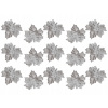 Sada 15 ks dekorácií: Listy strieborné 8,5 cm