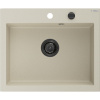 Mexen Elix, 1-korový granitový drez 600 x 500 mm, béžová, čierny sifón, 6525601005-69-B