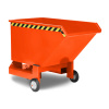 Výklopný vozík z ocele, s kolieskami, objem 250 litrov, oranžový
