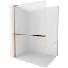 Mexen Kioto+ L, sprchová zástena Walk-In s poličkou a vešiakom 90 x 200 cm, 8mm sklo námraza, ružové zlato profil, 800-090-123-60-30