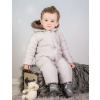 Kombinéza s kapucňou a kožušinkou Baby Nellys ®prošívaná, bez chodidiel - sivá 74 (6-9m)