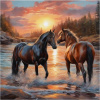 NORIMPEX Diamantové maľovanie Dva kone na brehu 30x40cm