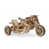 UGEARS 3D dřevěné mechanické puzzle - Motorka (Scrambler) UGR-10 s vozíkem