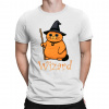 Wizard - mačací čarodejník - pánske tričko s potlačou - Tričkový | M | Biela | Pánske tričko