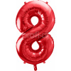 PartyDeco Foliový balón číslo 8, 86cm červený