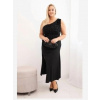 Kesi Włoski Dámske večerné šaty Plus Size na jedno rameno čierna