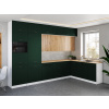 FRONTI Rohová kuchynská linka WERIA 330x210cm Green + dub artisan
