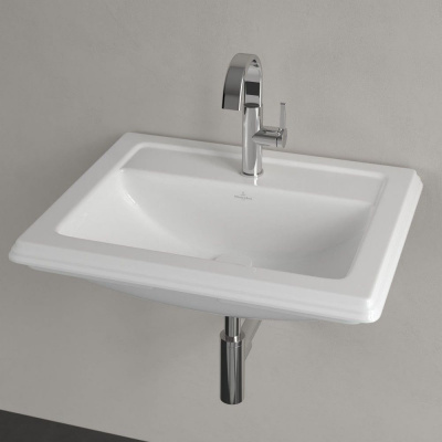 VILLEROY & BOCH Hommage zápustné umývadlo s otvorom, s prepadom, 630 x 525 mm, biela alpská, s povrchom CeramicPlus, 710263R1
