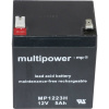 multipower MP1223H 137313 olovený akumulátor 12 V 5 Ah olovený so skleneným rúnom (š x v x h) 90 x 108 x 70 mm plochý konektor 6,35 mm bezúdržbová,; 137313