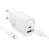 HOCO N63 30W QC 3.0 biela + kábel typ C - LIGHTNING (Sieťová nabíjačka Type C Power Delivery PD 30W QC3.0 s káblom typ C - LIGHTNING biela)