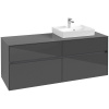 VILLEROY & BOCH Collaro závesná skrinka pod umývadlo na dosku (umývadlo vpravo), 4 zásuvky, 1400 x 500 x 548 mm, Glossy Grey, C07500FP