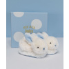 Doudou Darčeková sada - Sada topánočiek s hrkálkami králiček modrý 0-6 mesiacov