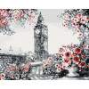 Maľovanie podľa čísel Big Ben obklopený ružami, 80x100 cm, bez rámu a bez vypnutia plátna (6051862)