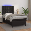 vidaXL Boxspring posteľ s matracom a LED čierna 100x200 cm umelá koža