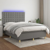 Box spring postel s matrací a LED tmavě šedá 140x200 cm textil Šedá 3135758