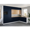 FRONTI Rohová kuchynská linka WERIA 330x210cm Marine blue + dub artisan