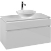 VILLEROY & BOCH Legato závesná skrinka pod umývadlo na dosku (umývadlo v strede), 2 zásuvky, 1000 x 500 x 550 mm, Glossy White, B57200DH