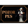 Kavalier King Charles španiel - Kovová tabuľka POZOR PES