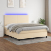 zahrada-XL Posteľ boxsping s matracom a LED krémová 180x200 cm látka 3134738