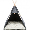 Jaskynka TIPI - prístrešok v tvare típí, 70 x 70 x 70 cm, plsť/drevo, antracit
