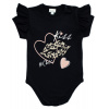 G-baby Dojčenské body s volánikom Kiss - čierne 80 (9-12m)