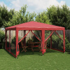 Párty stan s 8 stenami zo sieťoviny, červený, 4x4 m, HDPE