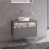 KEUCO Stageline závesná skrinka pod umývadlo na dosku, 1 zásuvka + 1 priehradka, s elektrinou, 800 x 490 x 549 mm, inox matný, 32863290110
