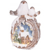 Dekorácia MagicHome Vianoce, Vtáčiky s domčekmi, LED, keramika, 3xAAA, 33,3x16,5x47 cm