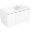 Mexen Orio, kúpeľňová skrinka 90 cm s pravým umývadlom Vela, 1S, 1D, biela matná, 91A13-09047-3-BBFF01-W23P01