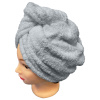 Rýchloschnúci froté turban na vlasy, svetlo šedý