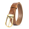 Kožený opasok s dezénom CLASSIC BRASS, šírka 3.3cm, Slovenská výroba - 3D dezén - hnedá