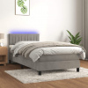 vidaXL Posteľ boxsping s matracom a LED bledosivá 80x200 cm zamat