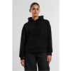 Ladies Jacquard Velvet Oversized Hoodie - black M