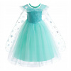 Rozprávkové šaty s vlečkou zelené veľ. 122 - Ľadová kráľovná