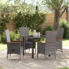 zahrada-XL Záhradný jedálenský set s vankúšom 5 pcs Sivá 3379437