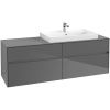 VILLEROY & BOCH Collaro závesná skrinka pod umývadlo na dosku (umývadlo vpravo), 4 zásuvky, 1600 x 500 x 548 mm, Glossy Grey, C02700FP