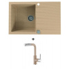 Alveus CADIT 20 SET kuchynský granit. drez so sifónom 79x50 + batéria SIROS - Beige/Chróm CADIT20G55+SIROS55