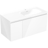 Mexen Orio, kúpeľňová skrinka 100 cm s pravým umývadlom Vela, 1S, 1D, biela lesklá, 91A13-10047-3-BBFF00-W23P00