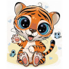 Zuty Diamantové maľovanie MALÝ TIGER S MOTÝĽMI 40x50 cm vypnuté plátno na rám