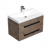 Swiss aqua technologies Koupelnová skříňka s černou úchytkou a umyvadlem SAT Cube Way 80x53x46 cm dub Wellington mat CUBE46C802DWVER
