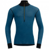 Pánske merino tričko Devold Woll Mesh 190 Zip Neck Man flood/caviar XL
