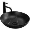 Rea Fibo Black Matt umývadlo 40.5x40.5 cm okrúhly pultové umývadlo čierna REA-U3301